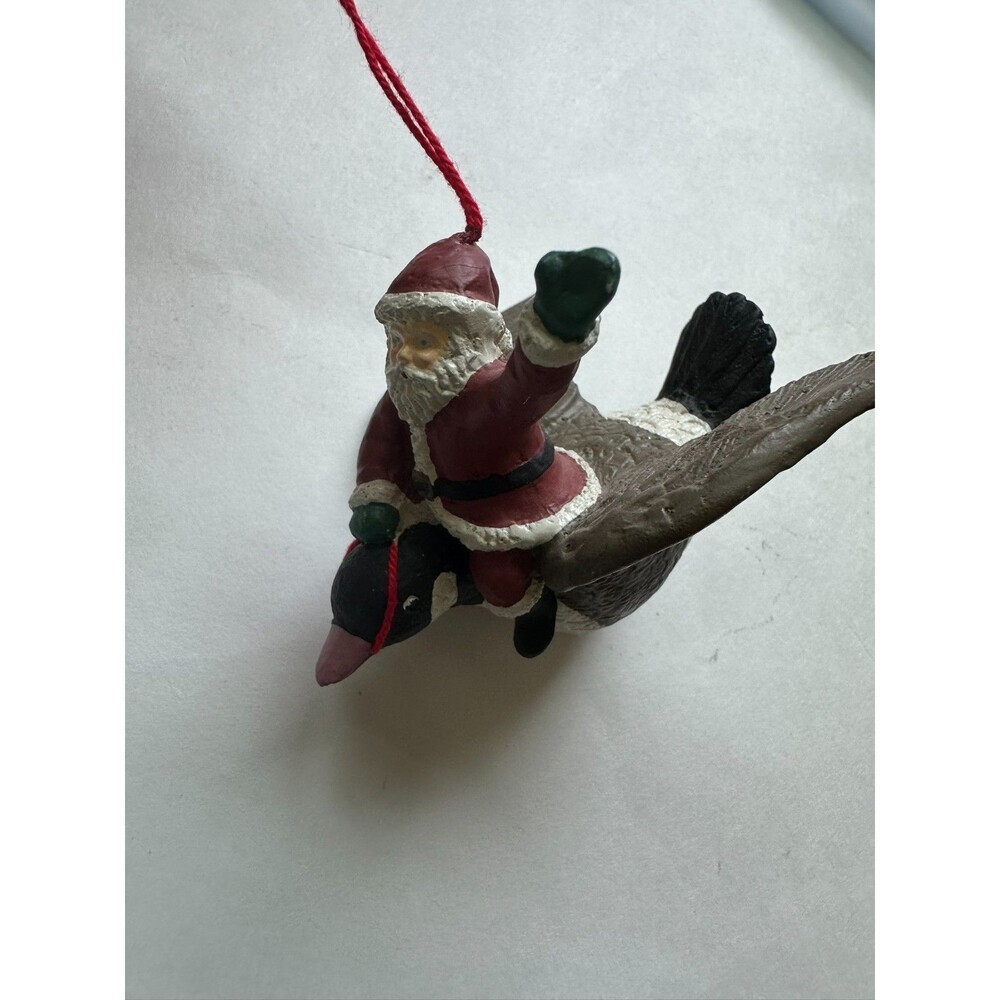 Santa on a Goose Christmas Holiday Ornament Midwest Imports